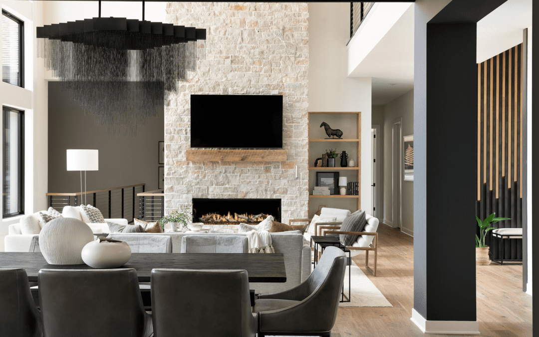 A Fireplace Takes Center Stage in This Modern Family Lodge